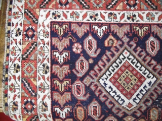 Early 20th. century Afshar rug, with considerable wear, very nice colours. SOLD                     