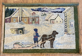 A superb  picturale Grenfell hooked rug.
2'-6'' x  1'-8''                       