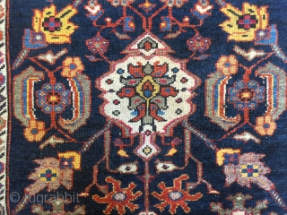 This Bakhtiary runner perfectly illustrates the exquisite workmanship of the tribe with a opulent overall flower design.
wool foundation late 19th Century.
3'-4'' x12'-4''
Sold.           