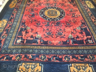 Mid 19th Century Chinese inland carpet 13'- 5'' X 11'- 4''.
                      