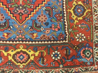  # 3868- An antique Kurd Bidjar rug from northwest Persia, size 3 ft. 7 inches by 6 ft. 10 inches, circa 1890. large diamond medallion on Terra-cotta field, with two anchor  ...