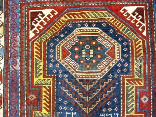 Dated Antique Kazak Caucasian Rug-3117.  Antique Kazak rug with key design, from southwestern Caucasus, dated A.H 1333 (A.D. Equivalent 1914). Size 4 ft x 5 ft. 10 inches. An imposing motif  ...