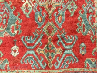 Antique Turkish Ushak rug-4398-West of Turkey, size 5 ft by 6 ft. 5 inches, circa 1920. This rug is in excellent condition with a good shaggy wool throughout, complete rug with all  ...