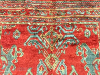 Antique Turkish Ushak rug-4398-West of Turkey, size 5 ft by 6 ft. 5 inches, circa 1920. This rug is in excellent condition with a good shaggy wool throughout, complete rug with all  ...