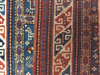 Charming antique Holbein Karachof Kazak -Charming antique Holbein Karachof Kazak ! From southwest Caucasian, size 3 ft. 5 inches by 6 ft, circa 1880 , something of a oddity, with a vertical  ...