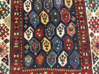 Dated Early Gendge Caucasian Rug-4253- 
Early dated Gendje rug, from Cteral Caucasus , size 4 ft by 8 ft. 2 inches, circa dated A.H 1294 . ( dated of Hajara ), A.D.  ...