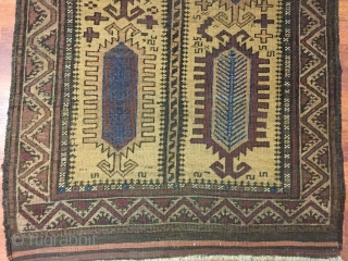 19th Century Persian Tribal Baluch Rug-1968-Northeast Persia, Khorrasan region , size is 3 ft x 5 ft, circa 1875. This tribal rug is in excellent condition with good even pile throughout except  ...