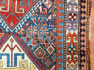 19th Century Kazak Caucasian runner - 4849

Powerful antique Kazak Caucasia, from southwest Caucasus with beautiful colors, size 4 ft. 8 inches by 9 ft. 10 inches, circa 1890, excellent condition with a  ...