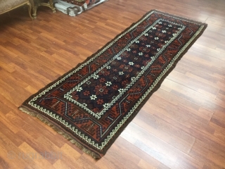 Antique Persian Baluch Runner - 4844

Beautiful antique Persian Baluch runner from northeast Persia, size 3 ft. 2 inches by 9 ft. 6 inches, circa 1900, excellent condition with slight oxidized browns, complete  ...