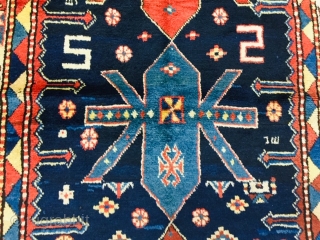 Antique Kazak Caucasian Rug-3209

Beautiful antique Kazak tribal rug, from southwest Caucasus, size 4 ft. 3 inches by 7 ft. 9 inches, circa 1920, excellent condition with a good shaggy wool pile throughout,  ...