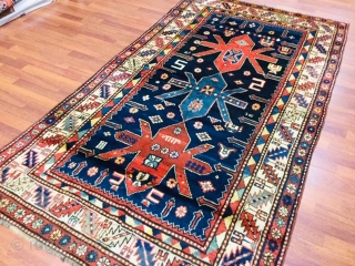 Antique Kazak Caucasian Rug-3209

Beautiful antique Kazak tribal rug, from southwest Caucasus, size 4 ft. 3 inches by 7 ft. 9 inches, circa 1920, excellent condition with a good shaggy wool pile throughout,  ...