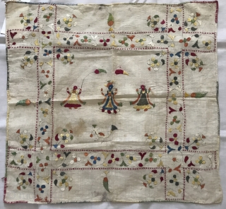 
Set of two figurative antique Chamba Rumal with double-sided embroidery. Both have scenes of Krishna and Raas Lila with Gopis. More details here: https://wovensouls.com/products/1368-lot-of-two-antique-double-sided-silk-embroidery-chamba-rumal-textiles

March 24th Update: SOLD - but there are hundreds  ...