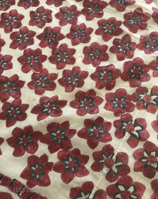 1365 Superb Antique Sindh Abochani Wedding Shawl - Six Petalled Flowers. Superfine basecloth. Has holes with repair patches at the back. Priced accordingly. https://wovensouls.com/products/1365-superb-antique-sindh-odhana-abochani-wedding-shawl-six-petalled-flowers         