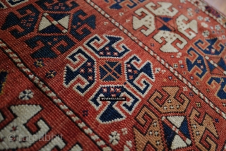 1719 Antique Bergama? Turkish Rug. Lovely colors. I don't know this group well but was told it looks like memling guls without the borders. More images and details on https://wovensouls.com/products/1719-antique-bergama-turkish-rug-memling-guls / jaina@wovensouls.com 