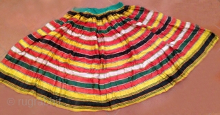 Skirt made of Masru or Mashru with an intricate weaving process.
The inner side has cotton and the outer has silk as beliefs dictate that silk may not be worn on the skin.
Kutch,  ...