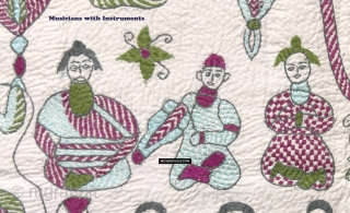 Extraordinary Vintage Figurative Nakshi Kantha -Textile Art of Bengal - Courtesan Scene

This is clearly set in a 'Kotha' in which courtesans and dancing girls welcomed noblemen and wealthy patrons for entertainment. In  ...