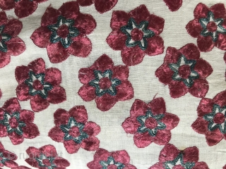 Lovely Old Bridal Sindh Shawl with very lustrous silk. Worth a look. 

https://wovensouls.com/products/1365-superb-antique-sindh-odhana-abochani-wedding-shawl-six-petalled-flowers                    