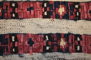 An interesting antique east Anatolian Malatya kilim fragment from the second half of the 19th century displaying four different weaving techniques as you can see in the three closeup photos below; a  ...