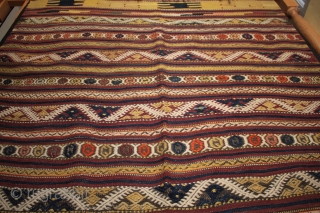 Unusual large West Anatolian Karakecili çiçim embroidered kilim

Detailed çiçim embroidered bands with some corrosion to the dark brown çiçim wool. In very good complete original condition with full end borders and fringes  ...