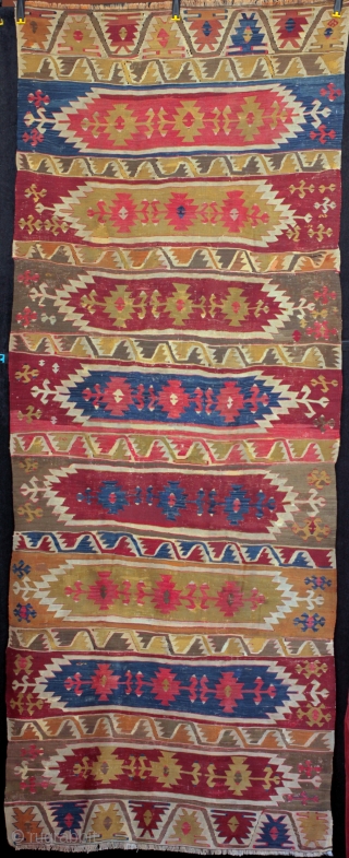 Long complete Sachikara tribe saf kilim from the Konya region. I had a small version of this kilim a couple of years ago that someone bought through Rugrabbit and here is its  ...