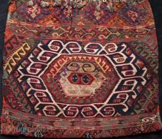 19th c. complete Malatya dowry heybe from Sinan, one of the tribal villages now under the Karajaya dam. This particular finely woven design with sideways, Kurdish style interlocking figures in the borders  ...