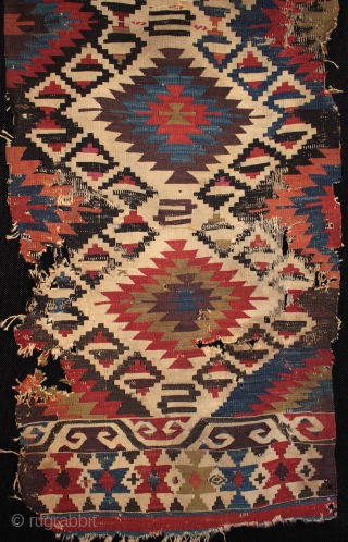 Late 18th to early 19th century Anatolian Karakecili tribe kilim.

One of my finds from April traveling in Turkey, a rare type of Anatolian kilim woven by the Karakecili tribe, probably living in  ...