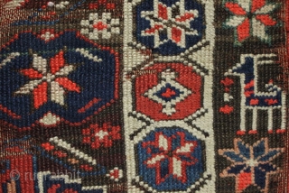 19th century Bakhtiari carpet fragment, perhaps half a complete rug. Beautiful colours, animals, stars/flowers and other tribal motifs. Mainly good condition with areas of low pile, a couple of fold lines and  ...