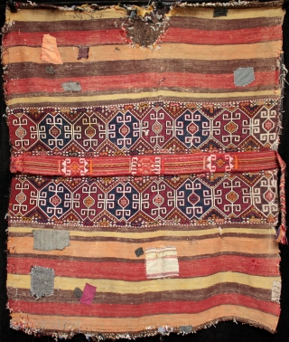 Complete 19th century Malatya chuval with unusual design and excellent colours.

Very old chuvals like this are not so common as most died from exhaustion after continuous use over several generations. More recent  ...