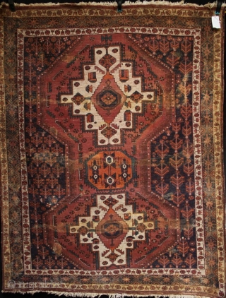 A beautiful antique late 19th century (1880-1900?) Persian Kerman or Sirjan tribe Afshar rug. At least that is what I think, but as always I am open to suggestions. As found and  ...