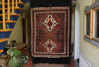 A beautiful antique late 19th century (1880-1900?) Persian Kerman or Sirjan tribe Afshar rug. At least that is what I think, but as always I am open to suggestions. As found and  ...