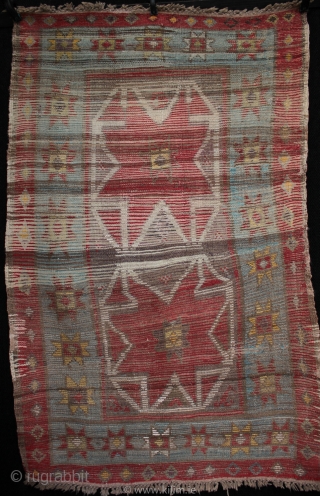 SOLD thank you Old Anatolian child's angora yatak rug from Karapinar.

One of my recent finds from a trip to Turkey in June, a very unusual small Konya region rug from the Karapinar  ...