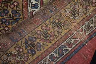 A 19th century (mid?) central Anatolian Muçur or Mujur prayer rug. A nice grass green above the mirhab prayer niche. In worn condition with loss to ends and foundation showing as seen  ...