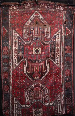 Beautiful mid 19th c. East Anatolian large Kazak shield rug fragment from Kars

Woven in Kars region of East Anatolia by Borjalu (Borchaly) Kazaks who were immigrants to the area from in the  ...