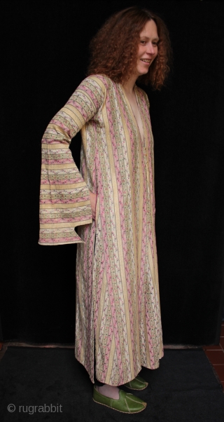 Late 19th to early 20th century woman’s silk robe from Urgup, Cappadocia

An antique womans coat/robe from Urgup in Cappadocia. The fabric is kutnu silk which I believe was woven in Gaziantep, near  ...
