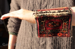 Miniature Turkoman or Turkmen khorjin saddle bag

Only 9 inches long and 5 1/2 inches wide, an unusual and collectible bag. In very good overall condition with some of the simple wool closing  ...