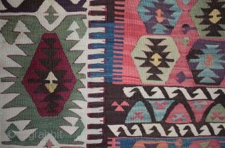 An exceptional 19th century Anatolian Konya kilim with beautiful colours from natural dyes, including reds derived from cochineal and an unusually good aubergine. The dying and weaving skills displayed are masterly as  ...