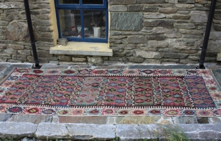 An exceptional 19th century Anatolian Konya kilim with beautiful colours from natural dyes, including reds derived from cochineal and an unusually good aubergine. The dying and weaving skills displayed are masterly as  ...