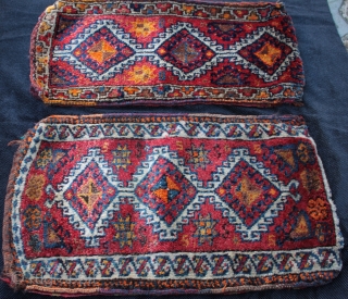 Beautiful old east Anatolian Kurdish rug from Yavuzeli near Gaziantep with harlequin pair of yastik cushions.

Hand spun lustrous wool on an alternating white and black goat hair warp, vibrant colours including a  ...