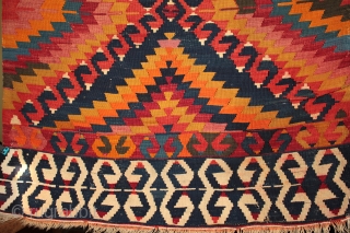Striking antique Anatolian 'eye dazzler' kilim from the Taurus Mountains, Antalya area.

Continuing the spectacular orange theme (see the Gaziantep rug posted on Rugrabbit earlier) here is another recent arrival from finds made  ...