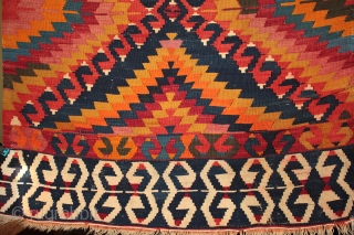 Striking antique Anatolian 'eye dazzler' kilim from the Taurus Mountains, Antalya area.

Continuing the spectacular orange theme (see the Gaziantep rug posted on Rugrabbit earlier) here is another recent arrival from finds made  ...