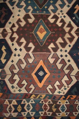 Beautifully drawn Anatolian Karakecili tribe kilim

From a newly arrived collection of antique kilims and rugs. Excellent design and good colours, peppered with interesting cicim embroidered motifs, and apparently very rare warps threads  ...