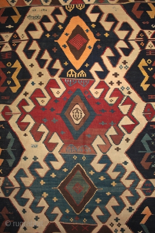 Beautifully drawn Anatolian Karakecili tribe kilim

From a newly arrived collection of antique kilims and rugs. Excellent design and good colours, peppered with interesting cicim embroidered motifs, and apparently very rare warps threads  ...