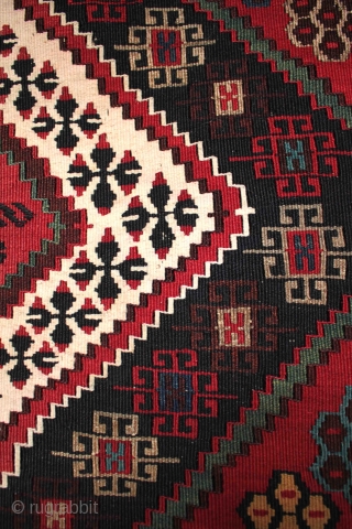 Large and rare 19th century Anatolian Rashwan tribe kilim in exceptional condition

Brought back from Turkey in the first quarter of the 19th century by a German family in the paint manufacturing business.  ...