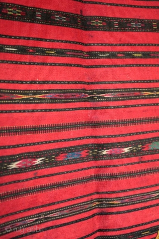 19th century Bulgarian kilim apron or pristilka from the Vratsa region, as worn with a traditional costume. Very fine flat weave, striped bands, part embroidered motifs with silver thread. 50 ancient Ottoman  ...