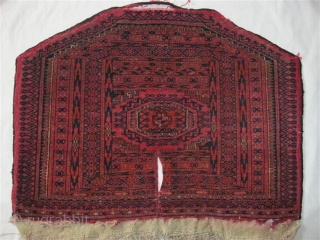 (147)Turkmen saddle cover 60X44 cms.

excluding elem & fringes- pile and foundation in wool-split for saddle hump. Very good pile. Overcast sides

price inc. shipment to U.S.and Europe       