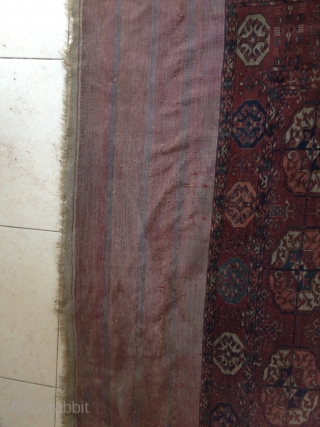 MAIN RUG TEKKE 200/243 CM THE RUG IS IN MINT CONDITION SOME HOLES ON THE KILIMS (50 CM) ANTIQE LATE 19 CH NEVER TACH FINE WIVE NEED WASH     