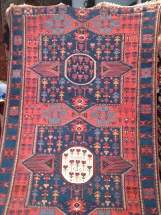 A  SPECTACULAR DAGESTEN( GUOBDEN)  AVAR DATED 1305 =1887 IN MINT MINT CONDITION  NEVER TOUCHED    CRAET VEG COLORS .VERY DENSELY WOVEN   SIZE  165/545 CM  ...