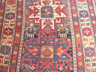 SIRVAN ANTIQE LEZGI STAR LATE 19 VERY DRAMTIC COLORS 120-180 CM 2SMALL OLD REPAIRS                   