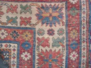 SIRVAN ANTIQE LEZGI STAR LATE 19 VERY DRAMTIC COLORS 120-180 CM 2SMALL OLD REPAIRS                   