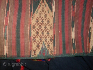 unusuel size of bochtze torkeman antiqe kilim  circa late 19.vag colors  100cm .105 aprox                 